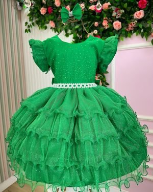 Vestido Ysa Kids Belinda Verde Bandeira