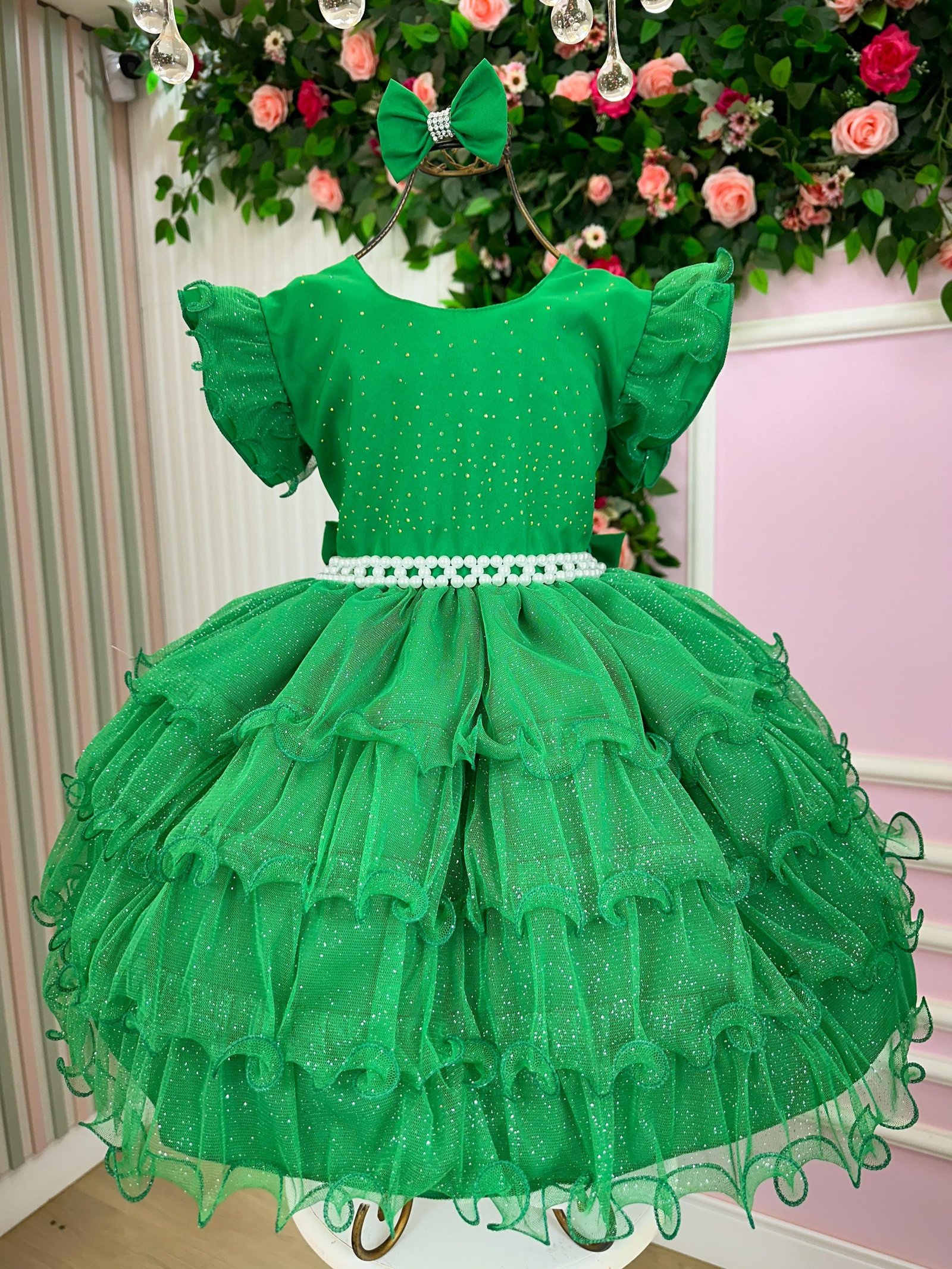 Vestido Ysa Kids Belinda Verde Bandeira