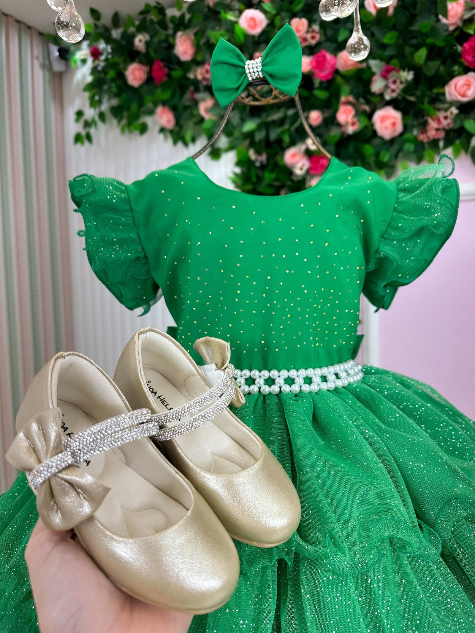 Vestido Ysa Kids Belinda Verde Bandeira - Imagem 3