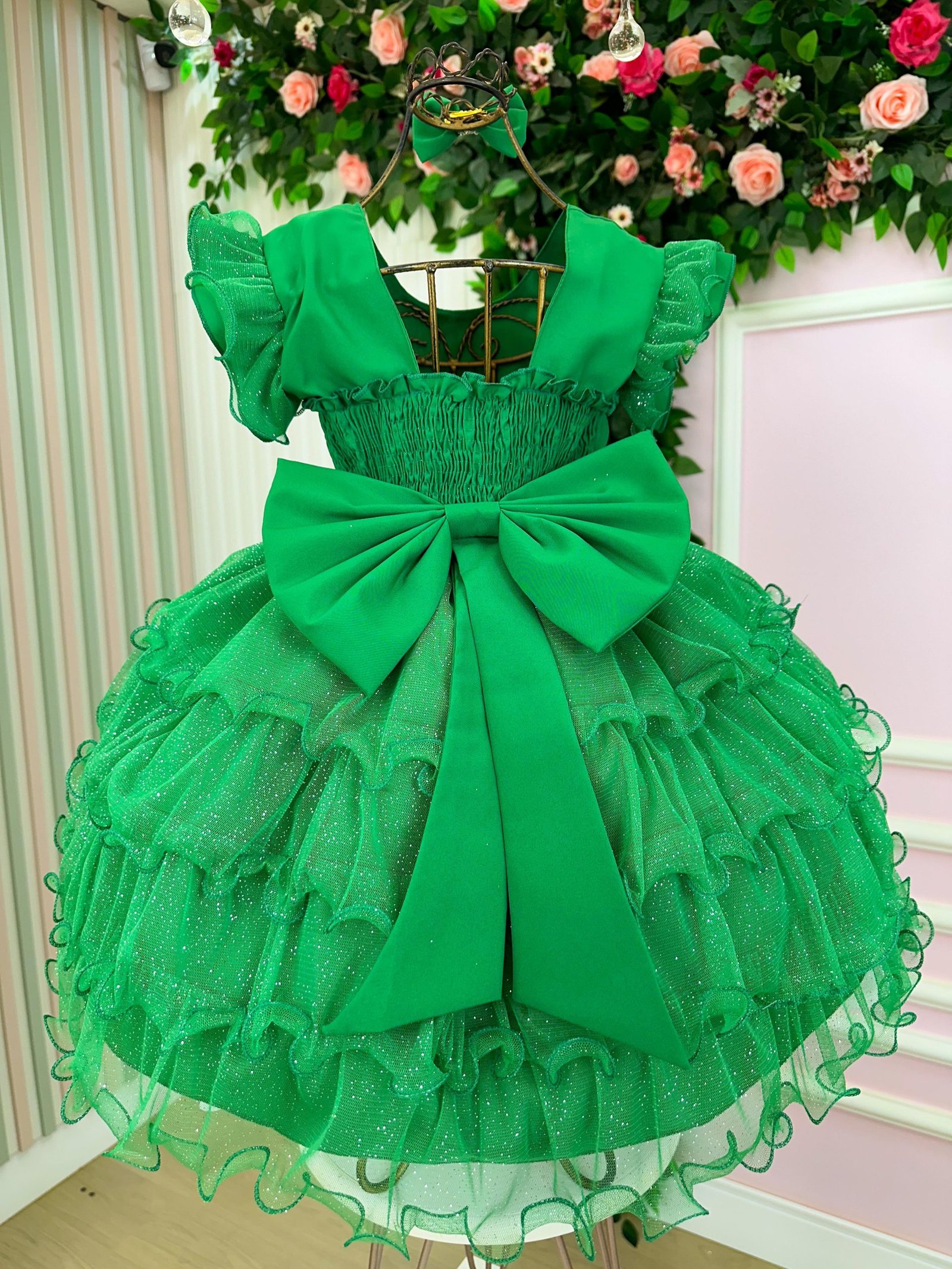 Vestido Ysa Kids Belinda Verde Bandeira - Imagem 4