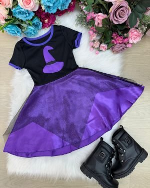 Fantasia Halloween Menina Bruxinha Roxa