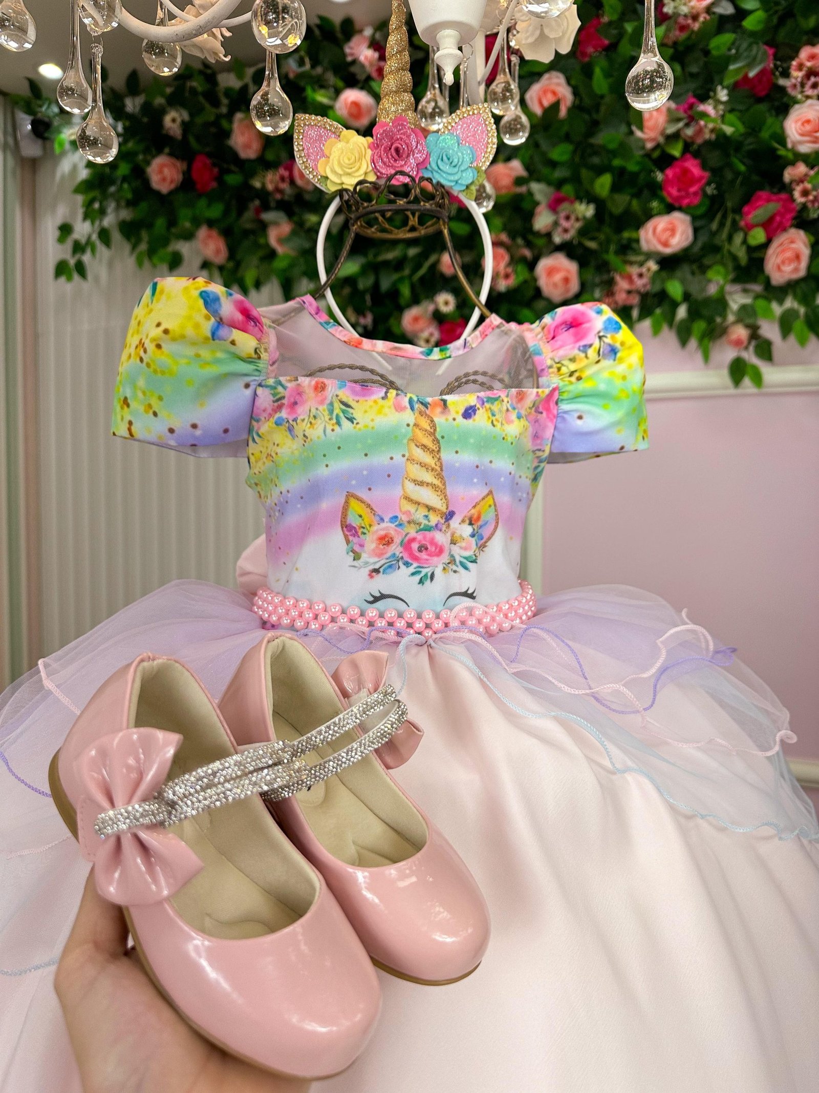 Vestido Mimadine Tematico Unicornio Safira Rosa Bebe - Imagem 4