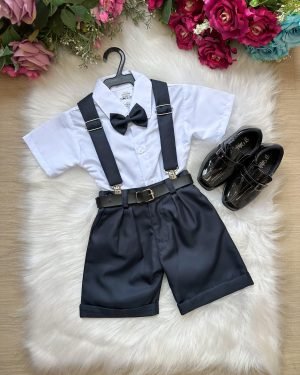 Conjunto Miss Cherry Meninos Social Shorts Ravi Azul Petrole