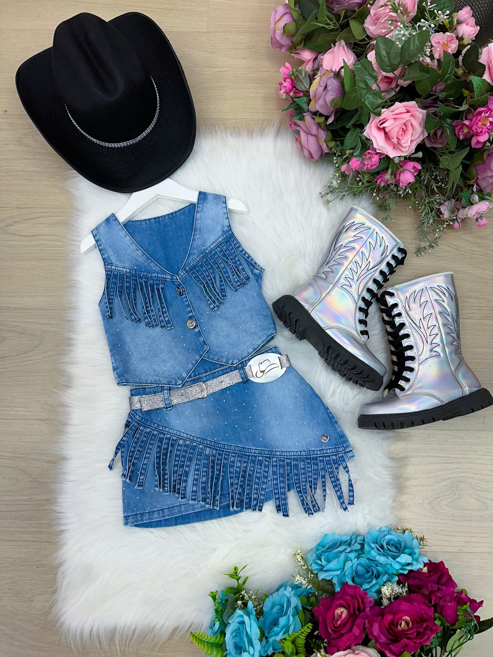 Conjunto Blogueirinha Boiadeira Maraisa Jeans - Imagem 4