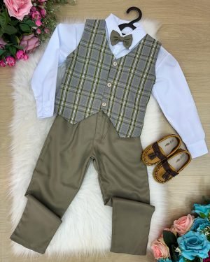 Conjunto Miss Cherry Luan Colete Xadrez Verde