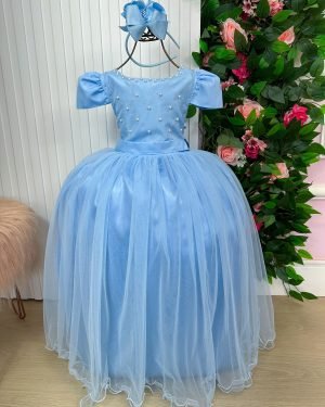Vestido Enjoy Longo Gabriela Azul Bebe