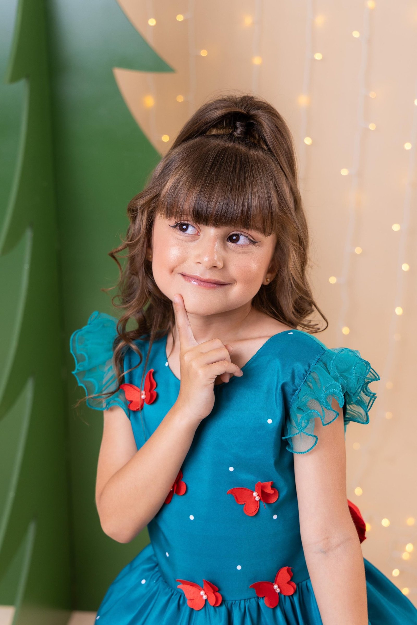 Vestido Marie Lola Verde Florido Natal - Imagem 3