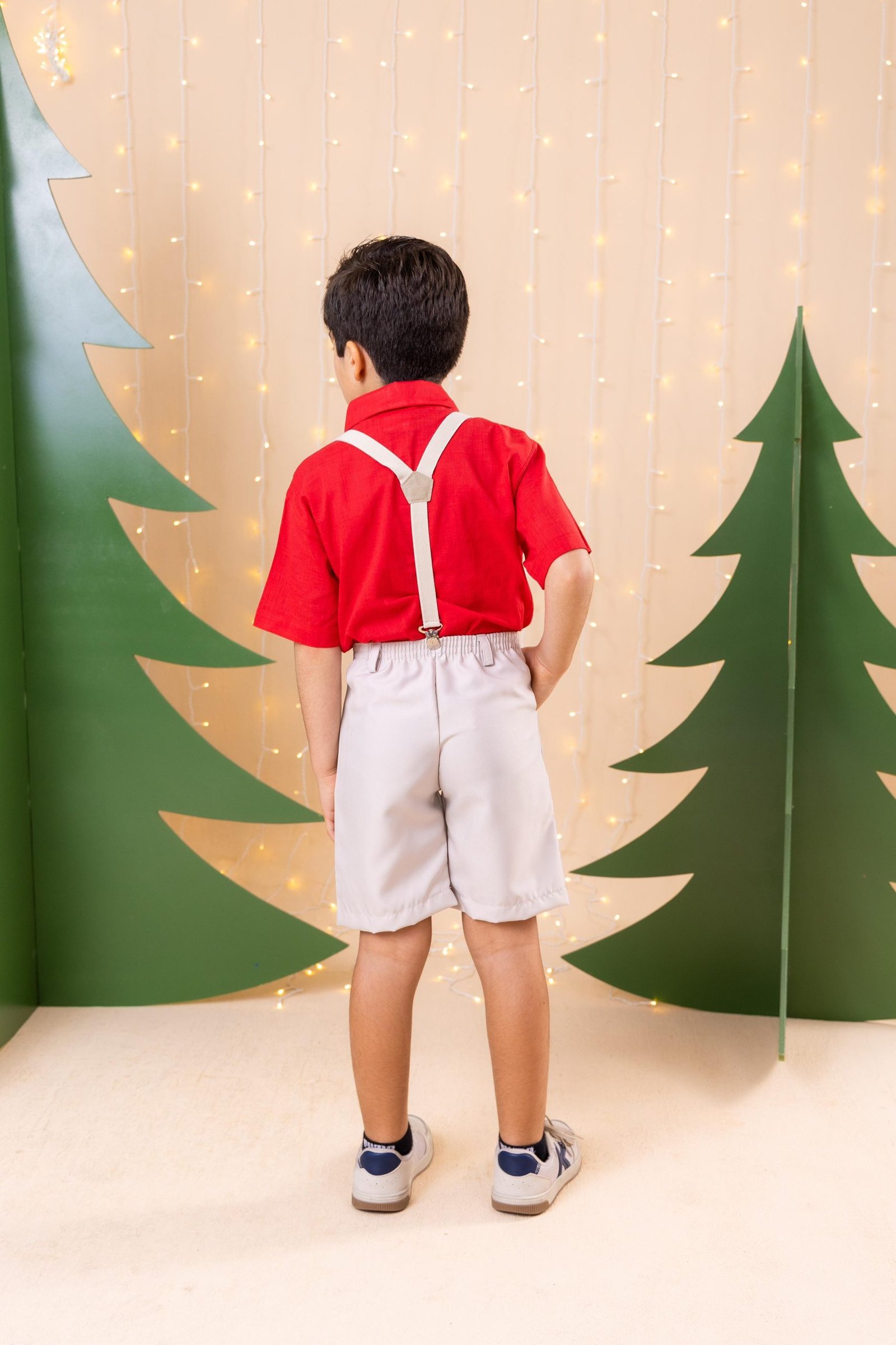 Conjunto Miss Cherry Henry Vermelho Suspensorio Bege - Imagem 4