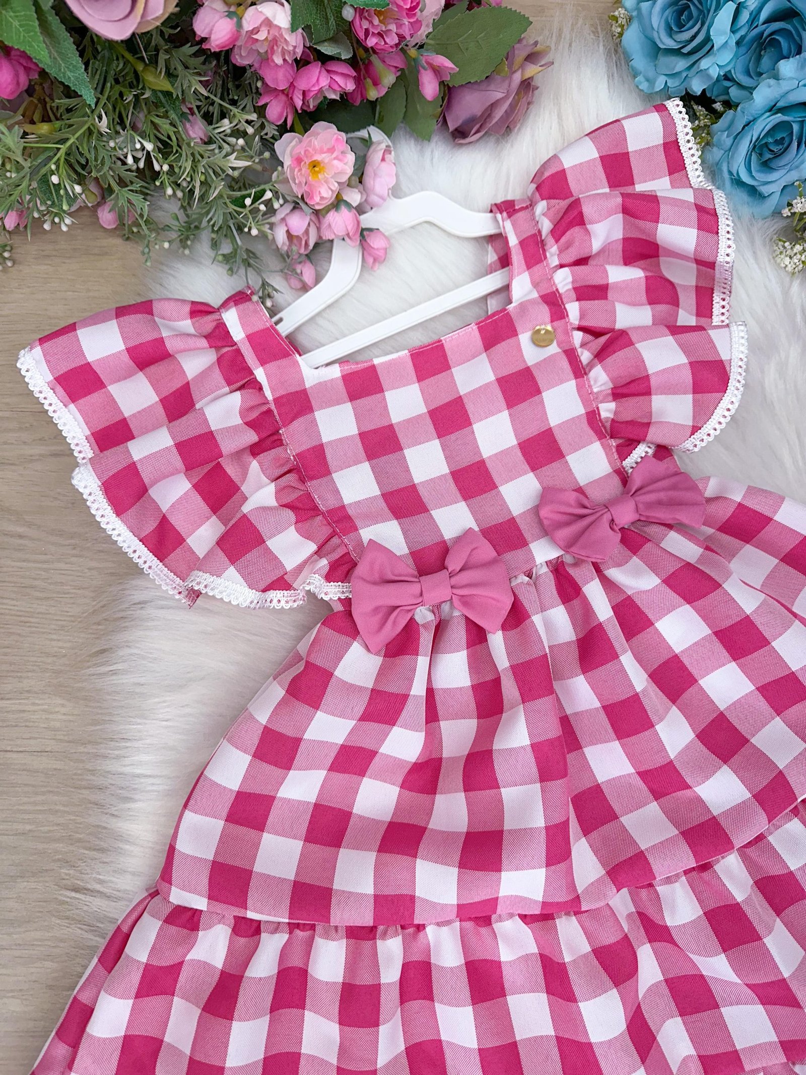 Vestido Banana Club Aline Xadrez Rosa - Imagem 2