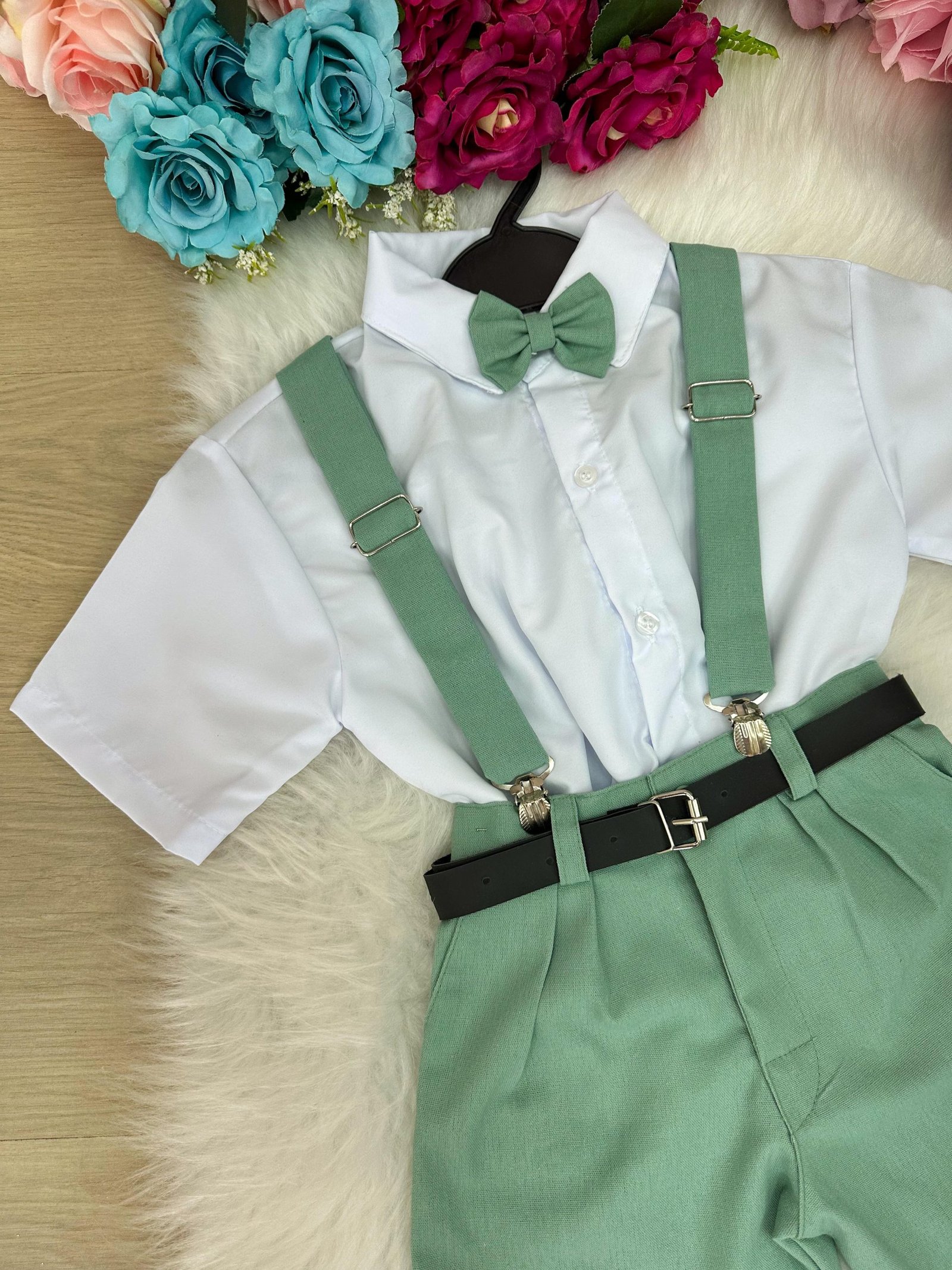 Conjunto Miss Cherry Gustavo Suspensorio Shorts Verde - Imagem 2