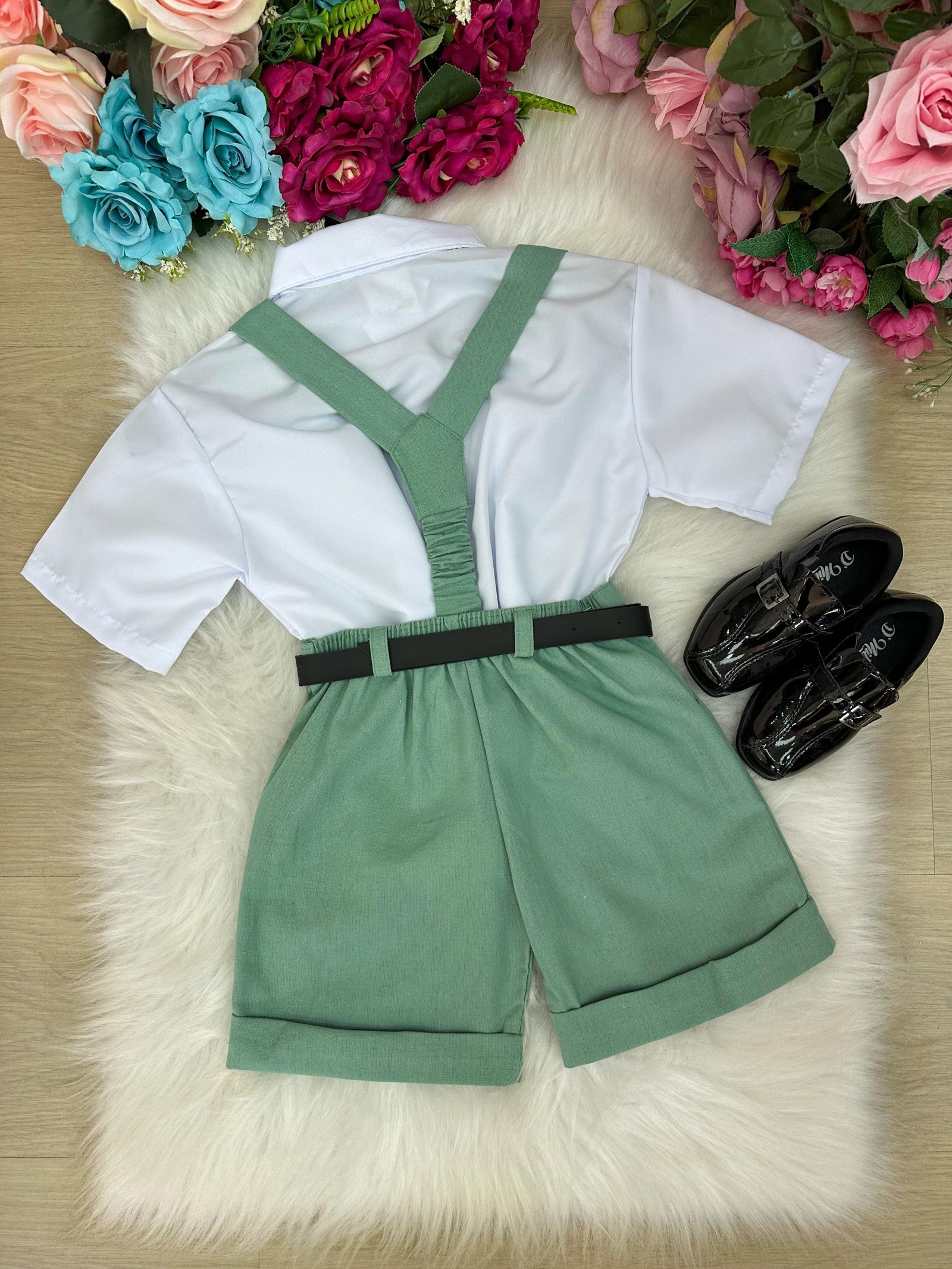 Conjunto Miss Cherry Gustavo Suspensorio Shorts Verde - Imagem 3