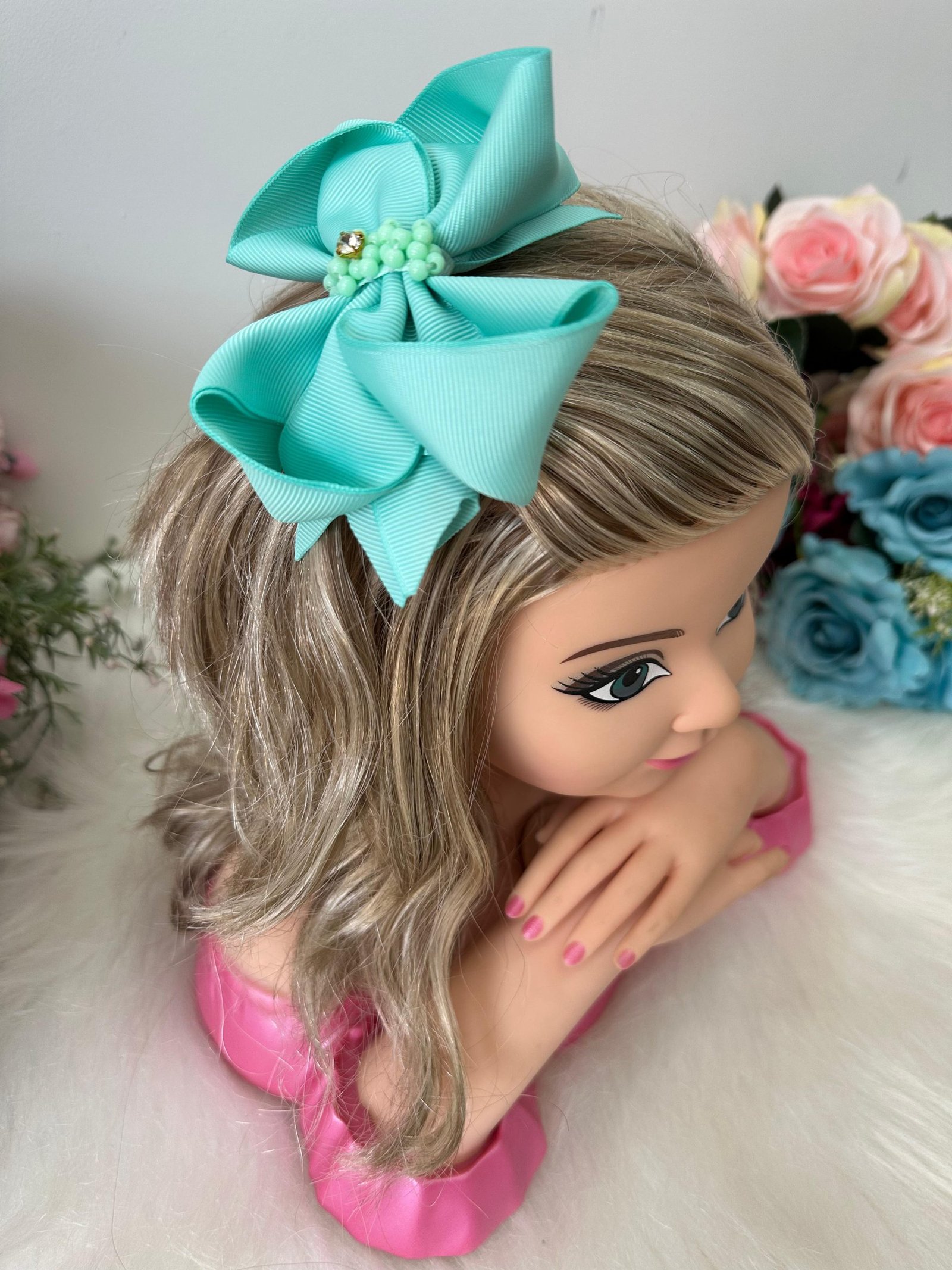 Laço Belli Strass Maria Alice Verde Tiffany - Imagem 3