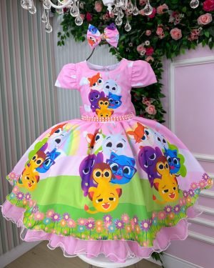 Vestido Tematico Mimadine Bolofofo Rosa Bebe