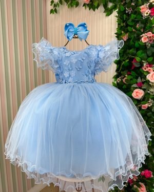 Vestido Menina Bonita Angelie Azul Bebe