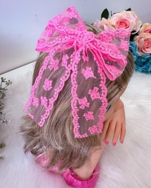 Laço Belli Jessica Renda Rosa Chiclete