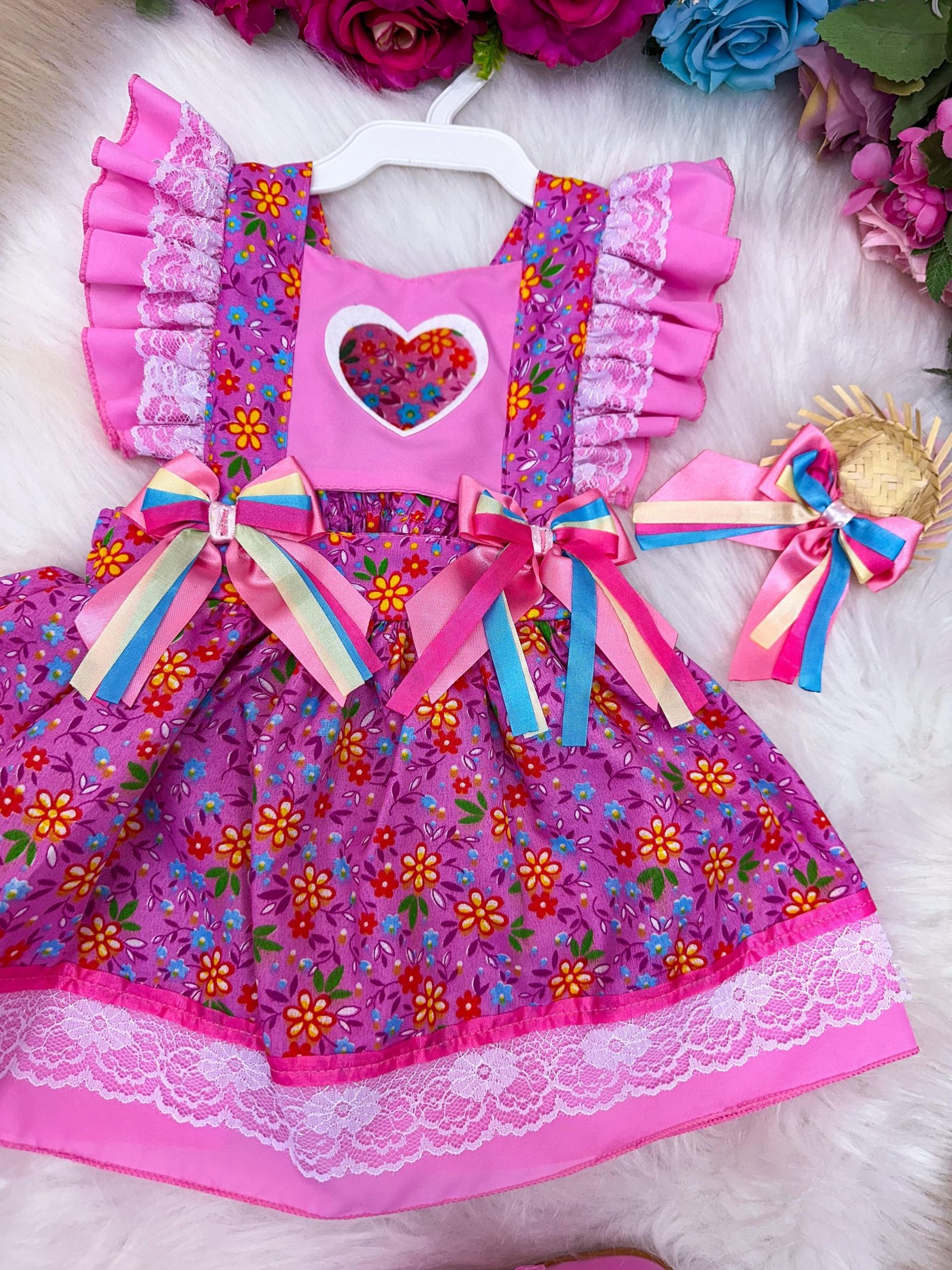 Romper/Vestido Princesa Belli Junino Rosa - Imagem 6