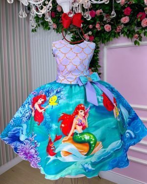 Vestido Infantil Temáticos Luxo Ariel – Sereia Modelo