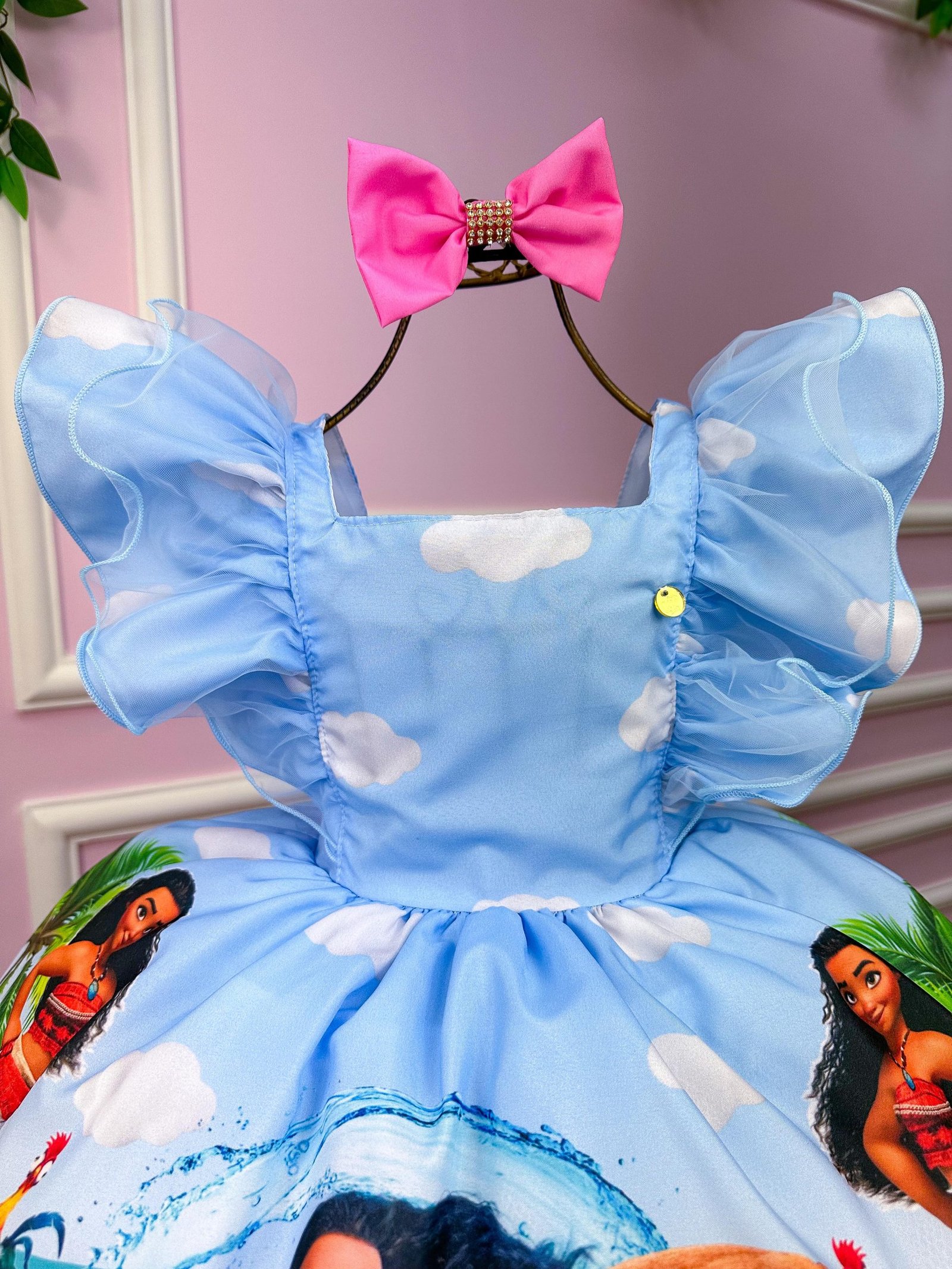 Vestido Temáticos Kids Moana Azul Bebe