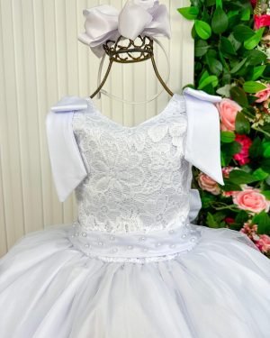 Vestido Marie Longo Branco Peito Rendado