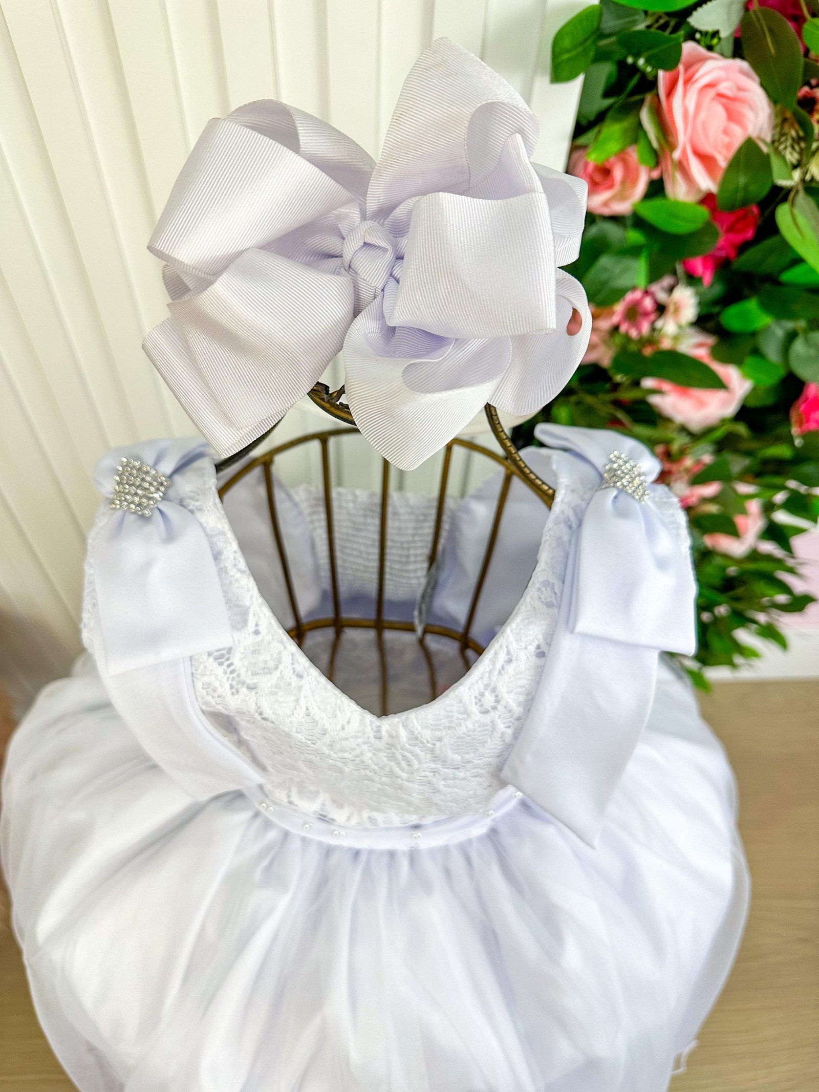 Vestido Marie Longo Branco Peito Rendado - Imagem 2