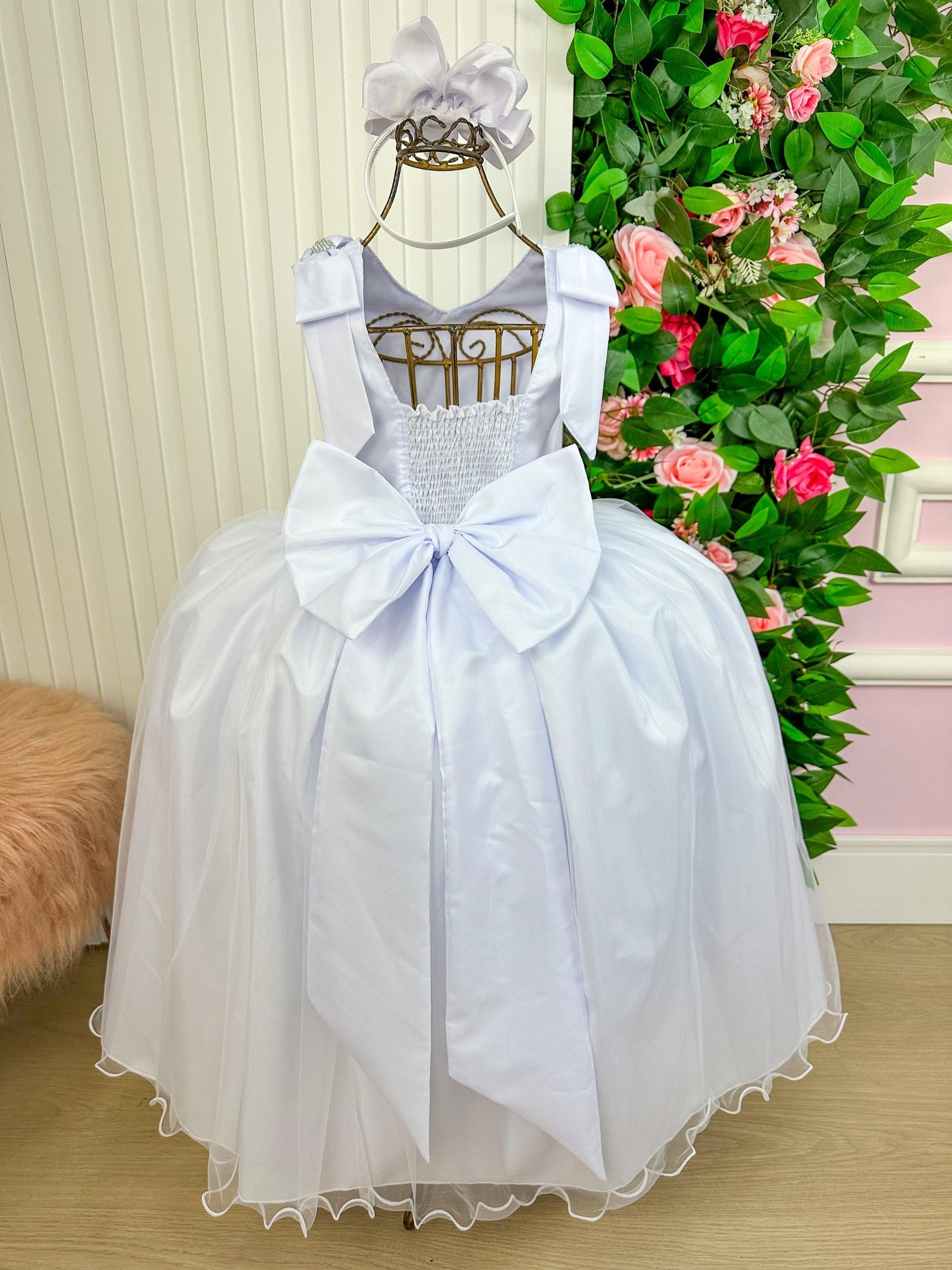 Vestido Marie Longo Branco Peito Rendado - Imagem 4