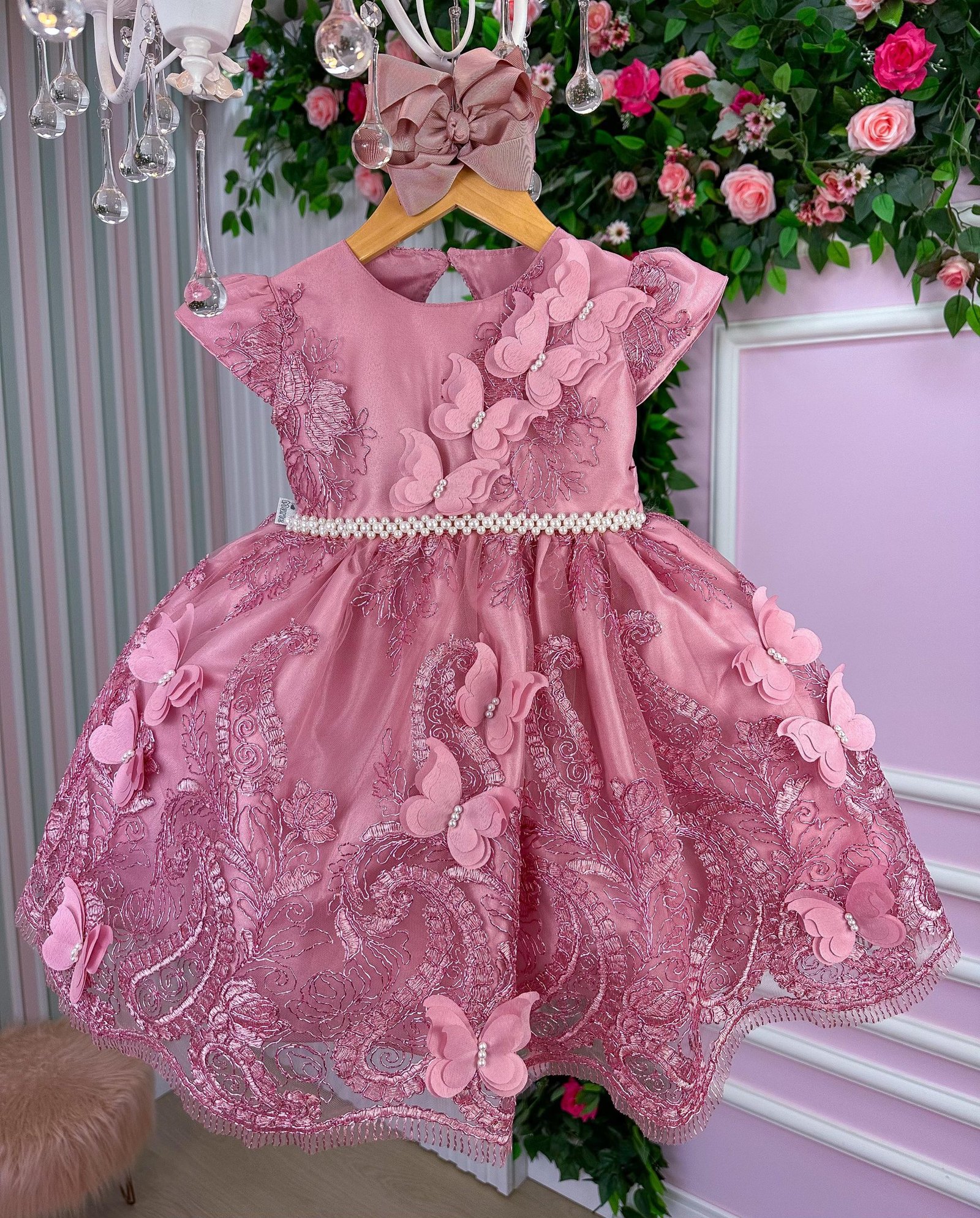 Vestido Marie Jardim Encantado Luxo Rose