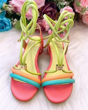 Sandália Flor Di Mila Colorida de Amarrar