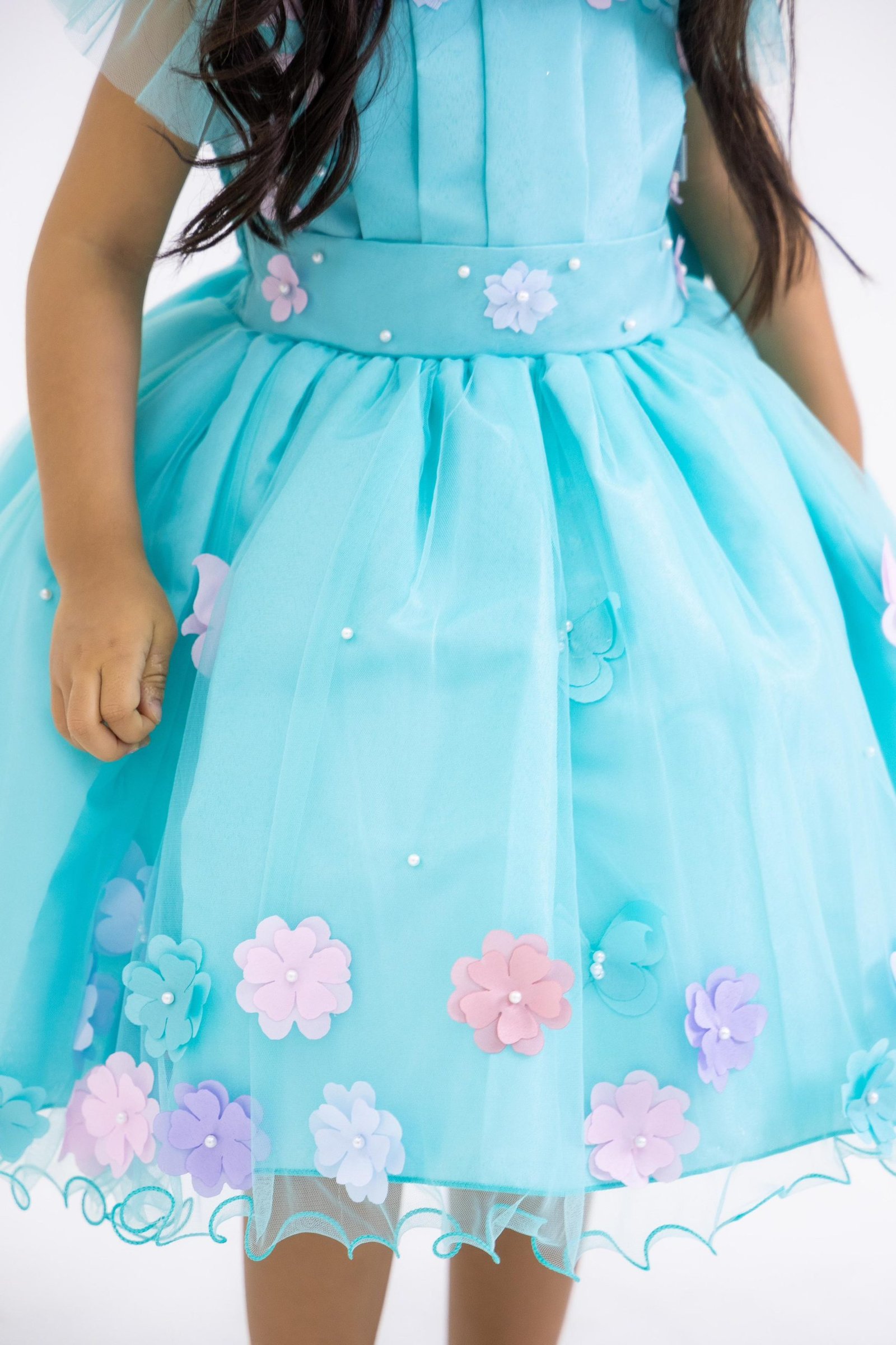 Vestido Marie Jardim Encantado Isis Luxinho Verde Tiffany - Imagem 4