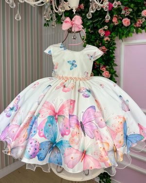 Vestido Giovanella/Giovanela Jardim das Borboletas Off Patri