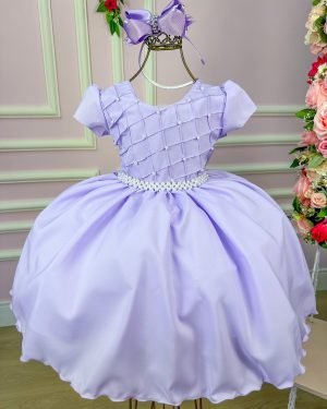 Vestido Ysa Kids Lilas Peito Perolas