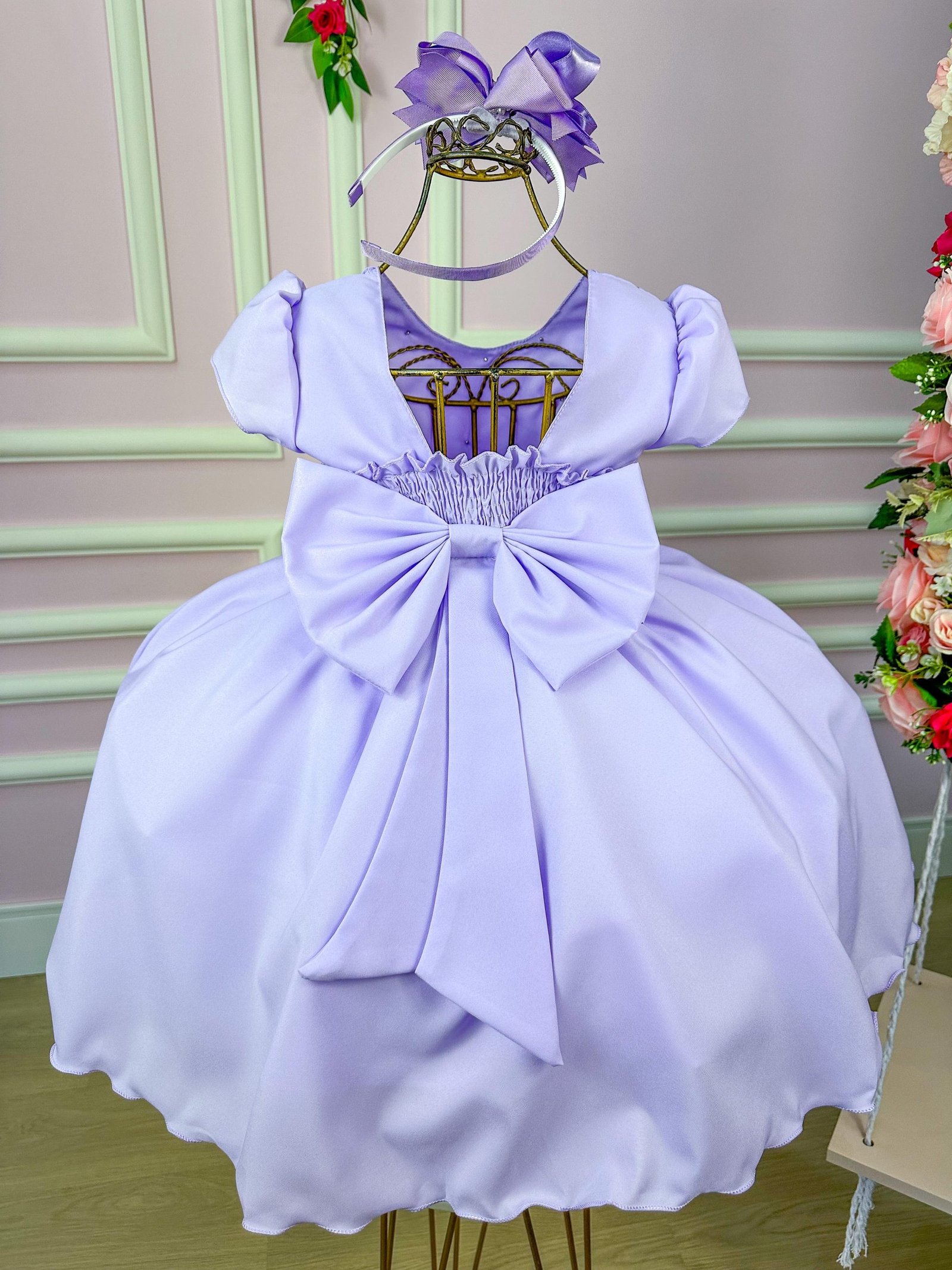 Vestido Ysa Kids Lilas Peito Perolas - Imagem 4