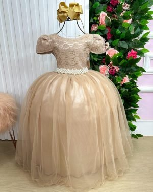 Vestido Enjoy Longo Laura Dourado Rendado