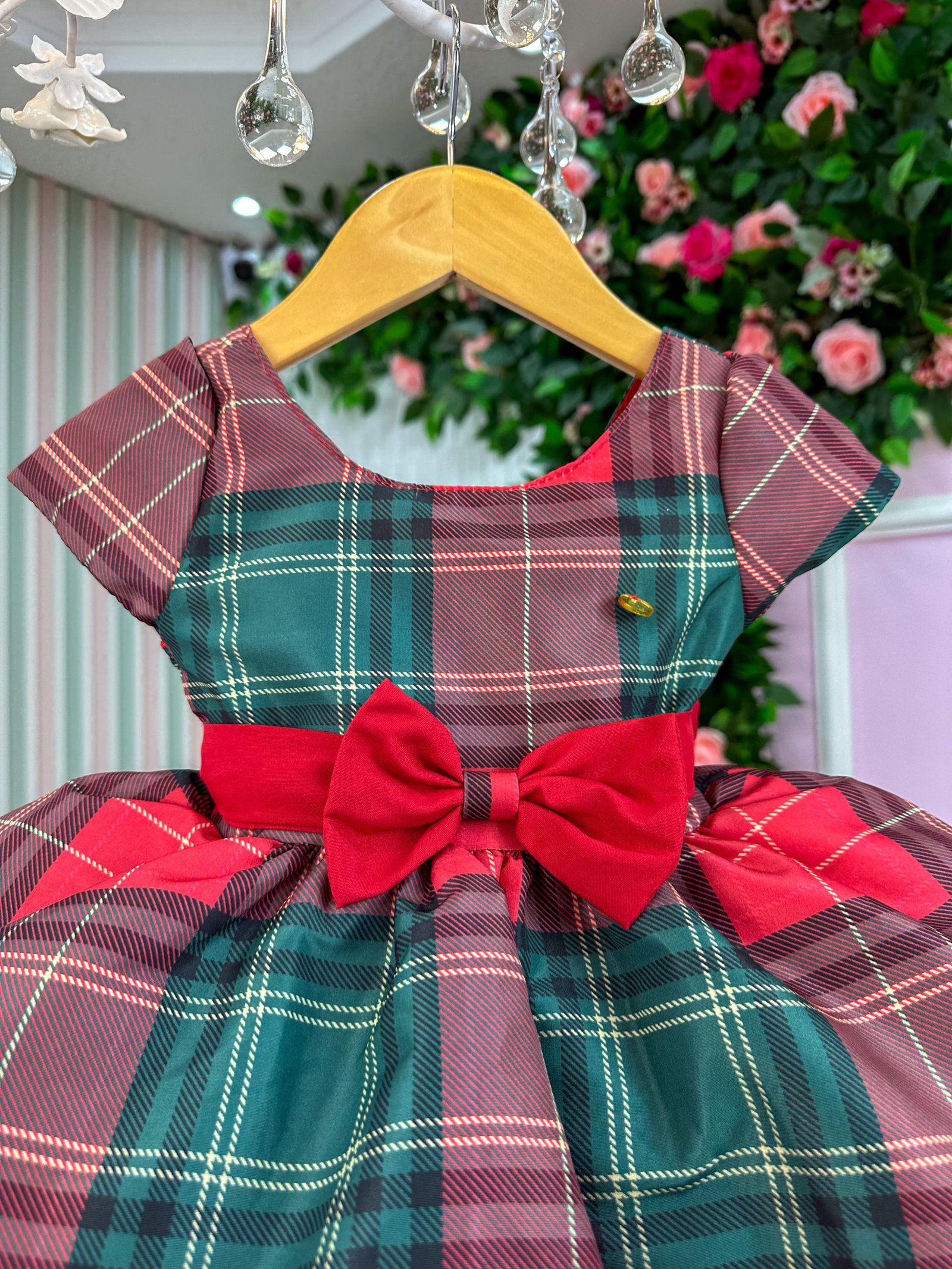 Vestido Banana Club Xadrez Vermelho e Verde Natal - Imagem 6