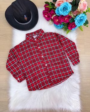 Camisa Junina Xadrez Flanela/Flanelada João Vermelho
