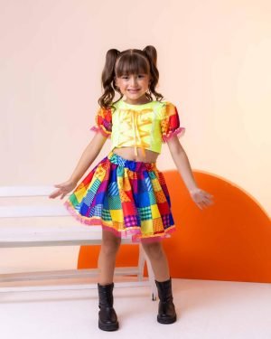 Conjunto Junino Banana Club Luxo Manu Verde Neon