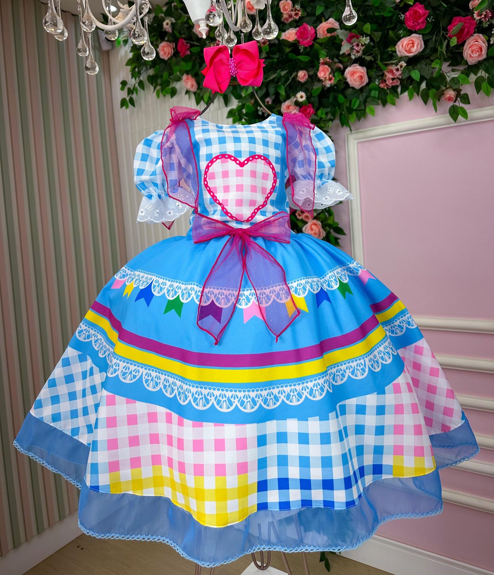 Vestido Marie Junino Luxo Quermesse do Amor Azul - Imagem 6