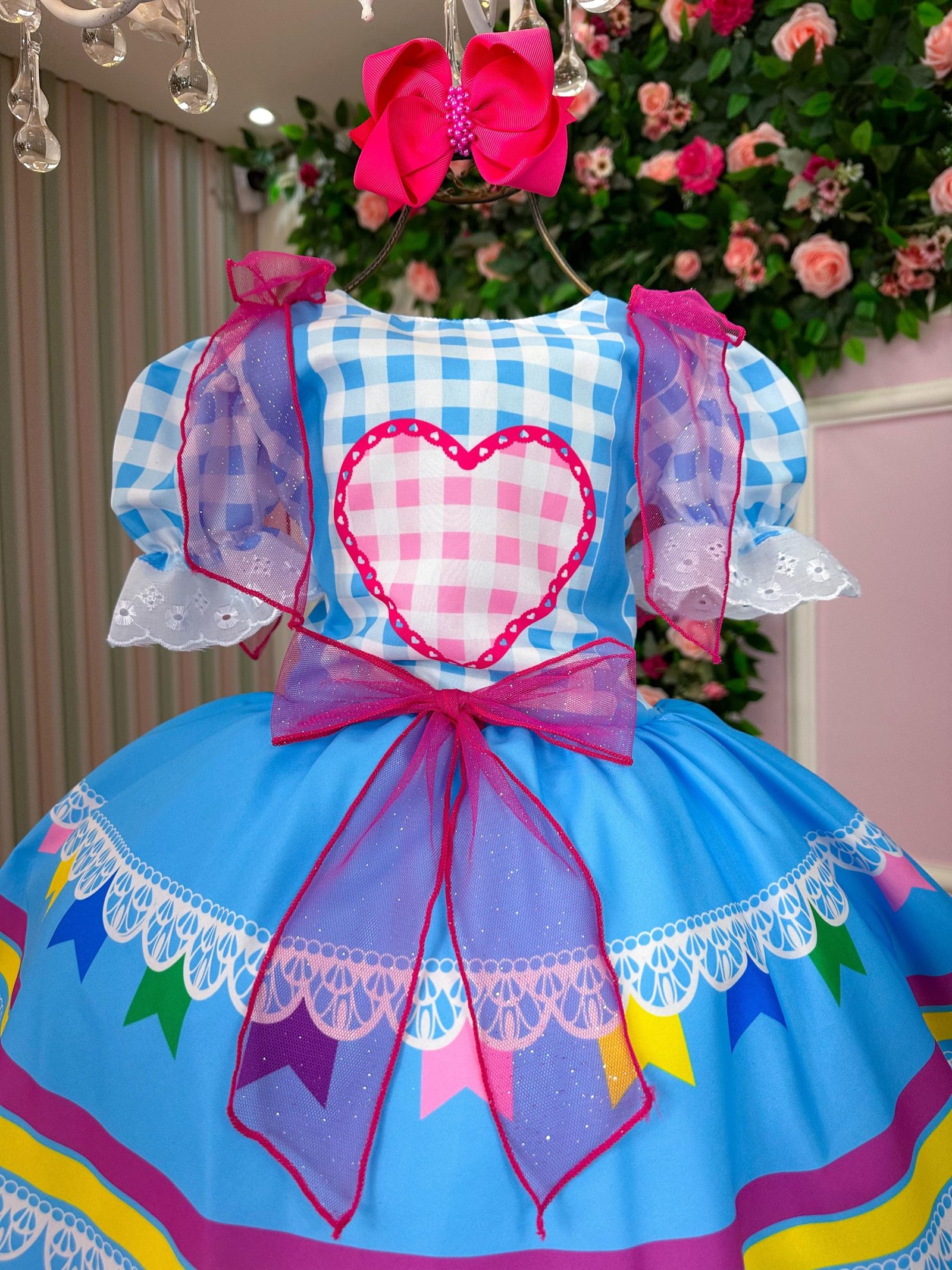 Vestido Marie Junino Luxo Quermesse do Amor Azul - Imagem 7