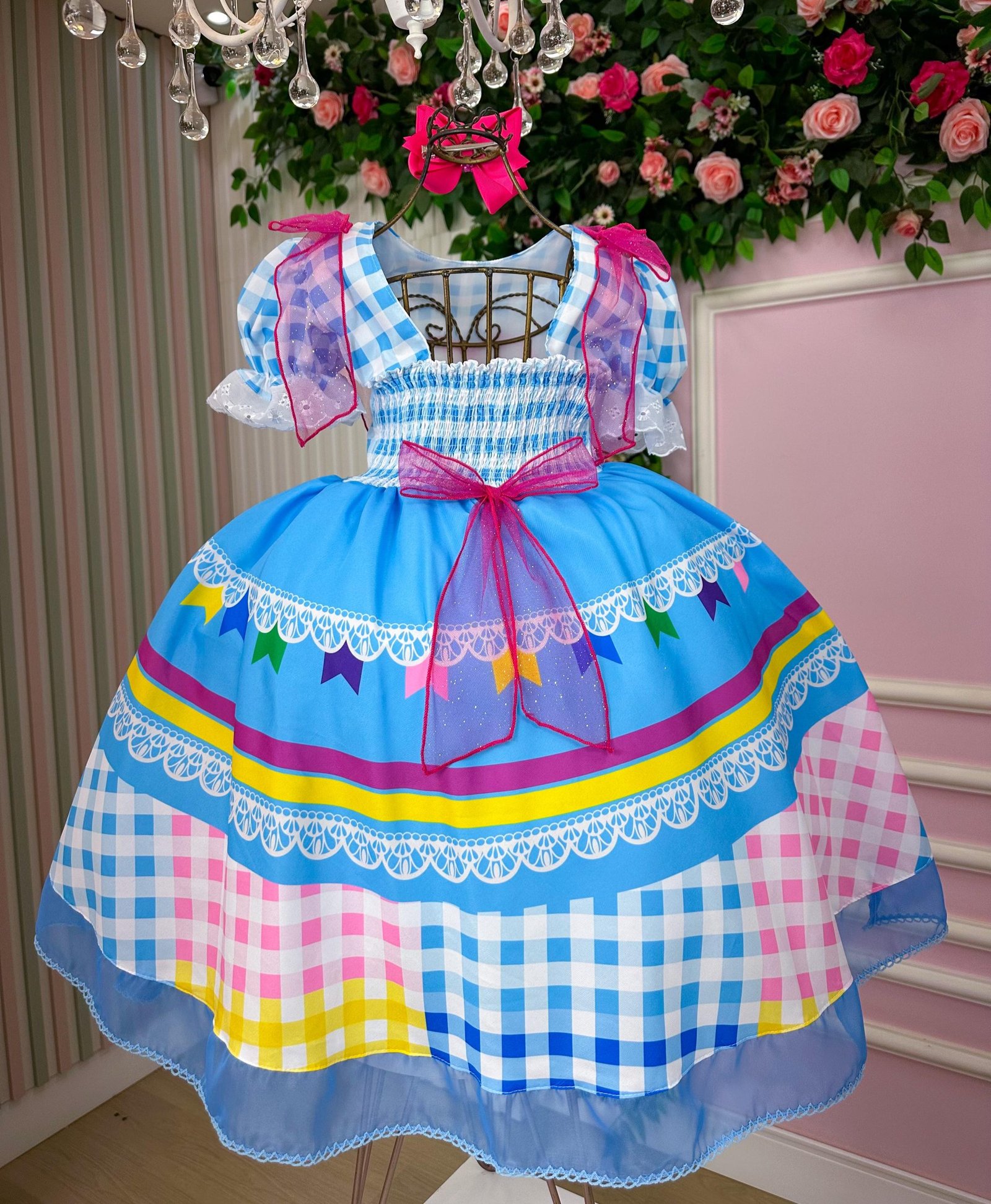 Vestido Marie Junino Luxo Quermesse do Amor Azul - Imagem 9