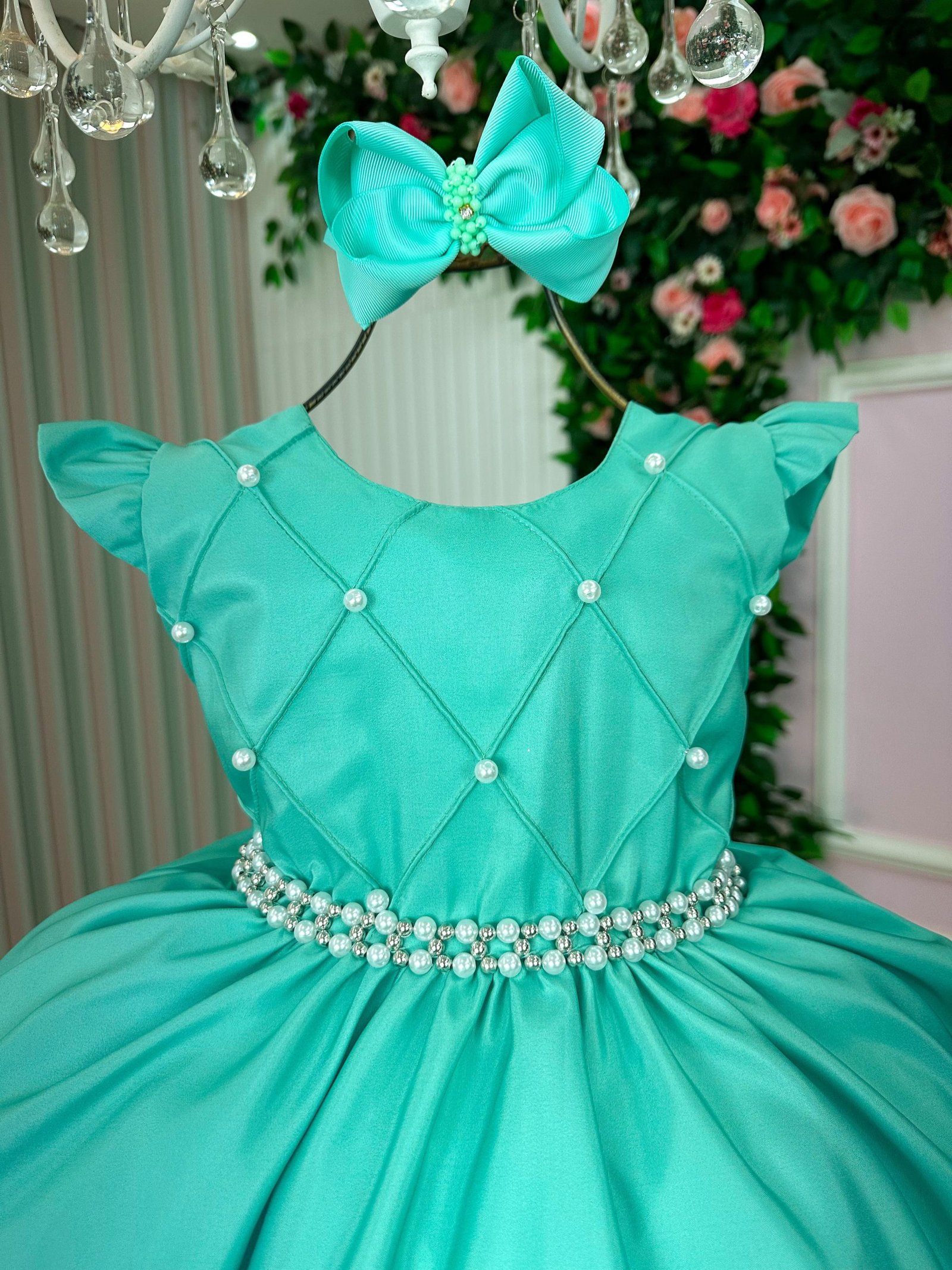 Vestido Ysa Kids Francine Verde Menta - Imagem 3