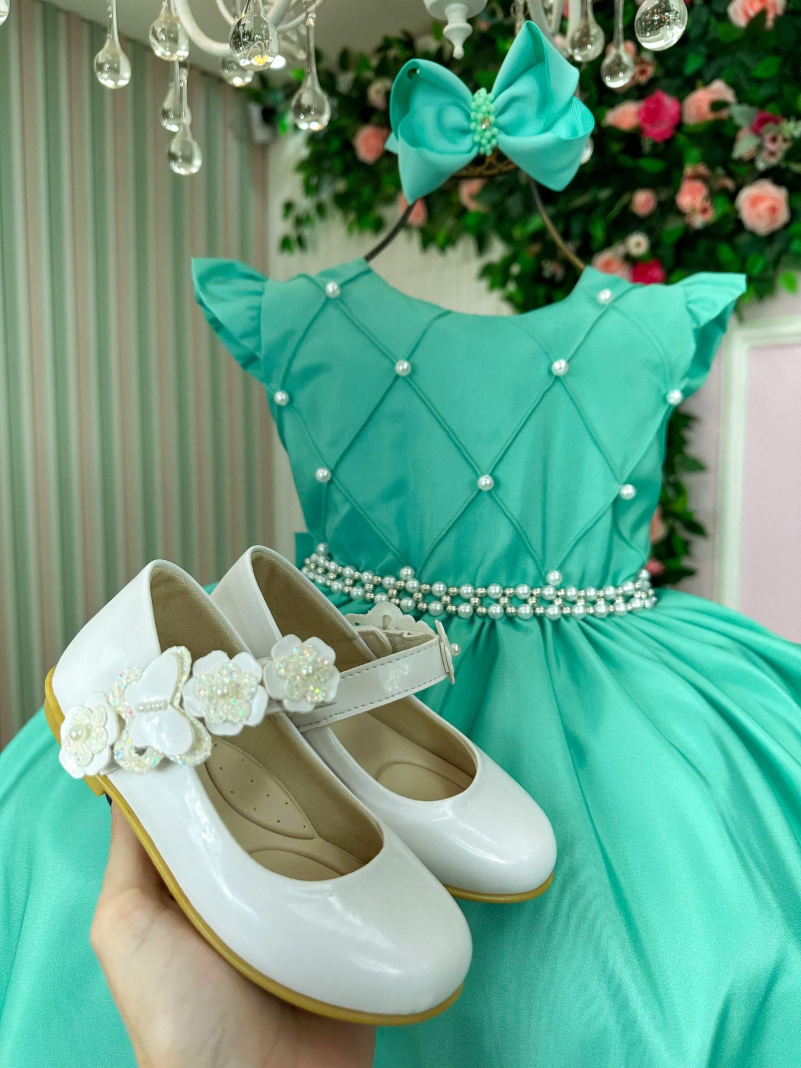 Vestido Ysa Kids Francine Verde Menta - Imagem 4