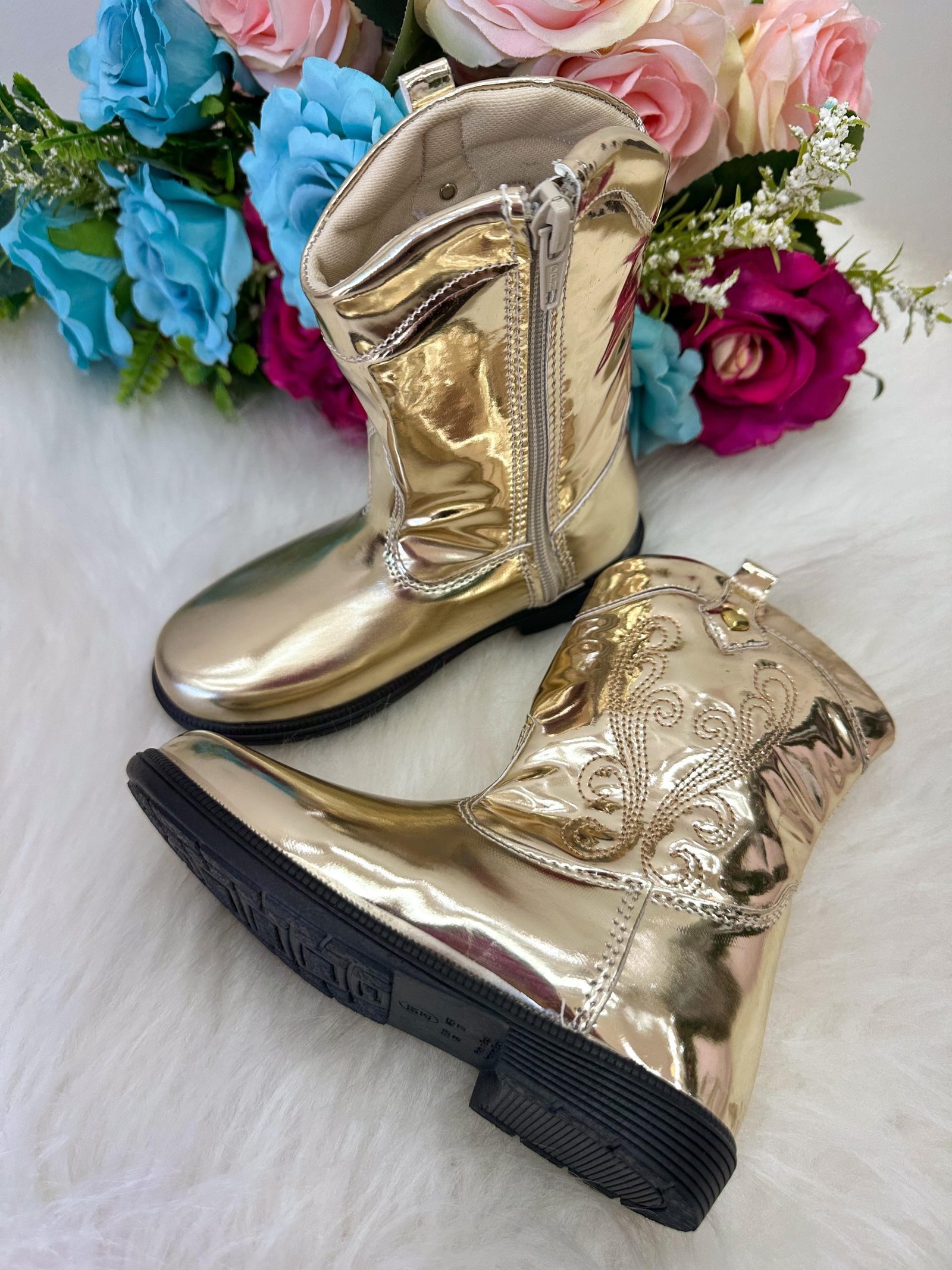 Bota - Coturno Doce Pe Boiadeira Texana Dourada Metalizada - Imagem 2