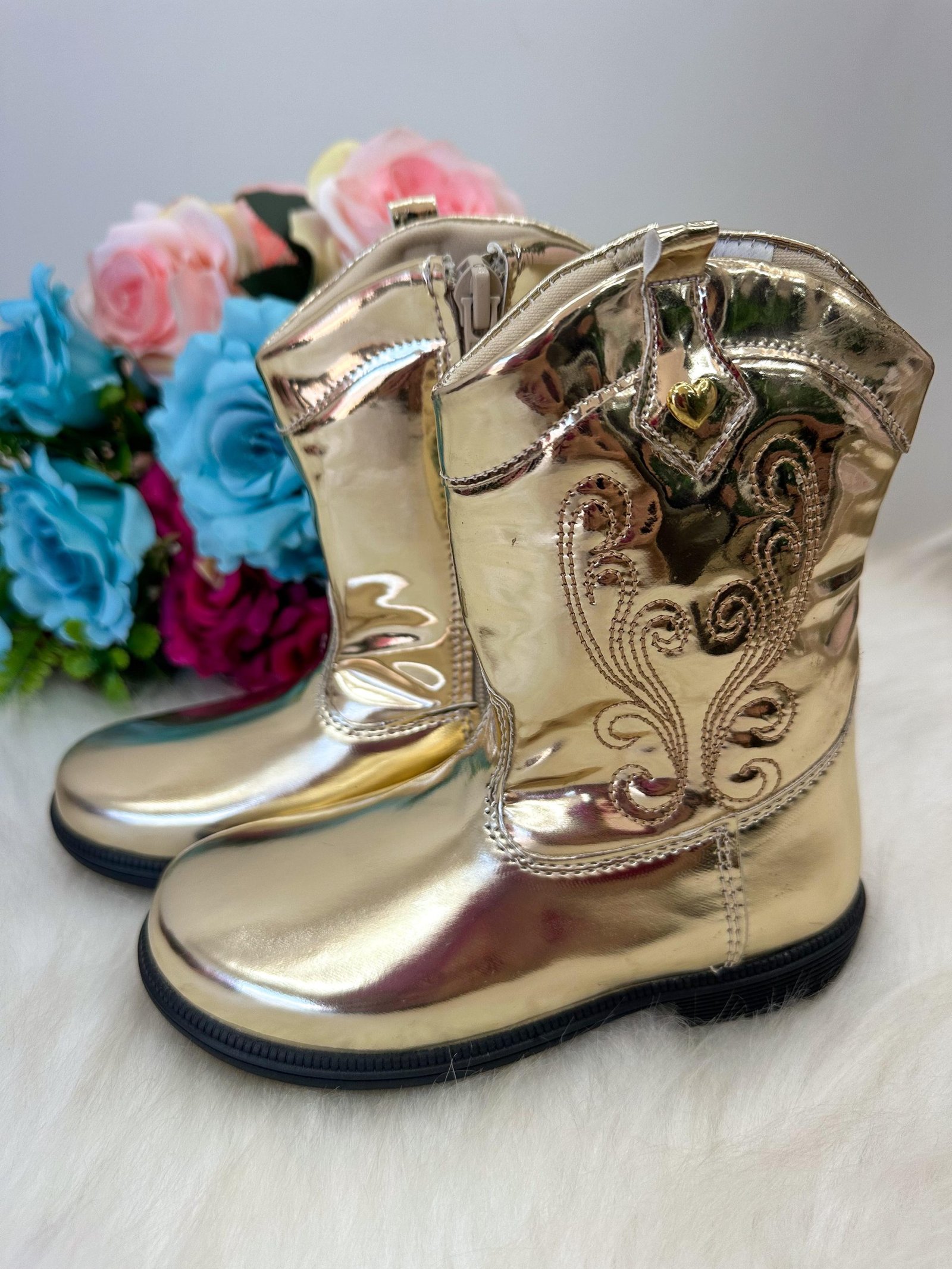 Bota - Coturno Doce Pe Boiadeira Texana Dourada Metalizada - Imagem 3