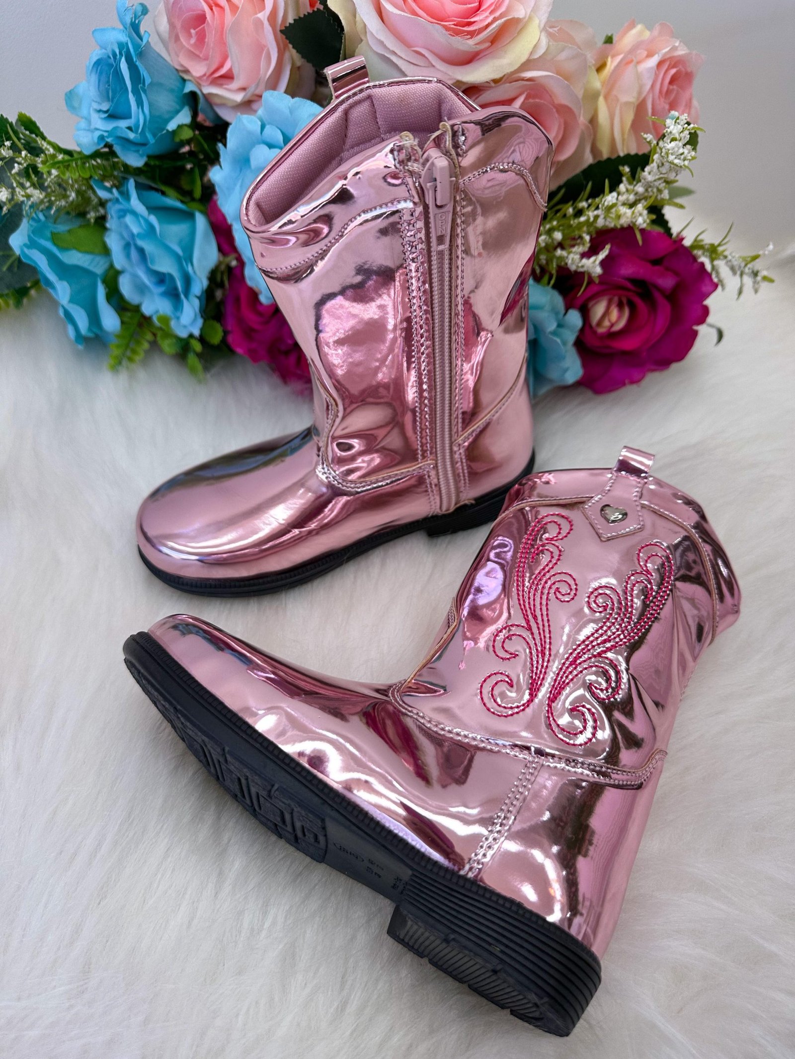 Bota – Coturno Doce Pe Boiadeira Texana Rosa Metalizad - Imagem 2