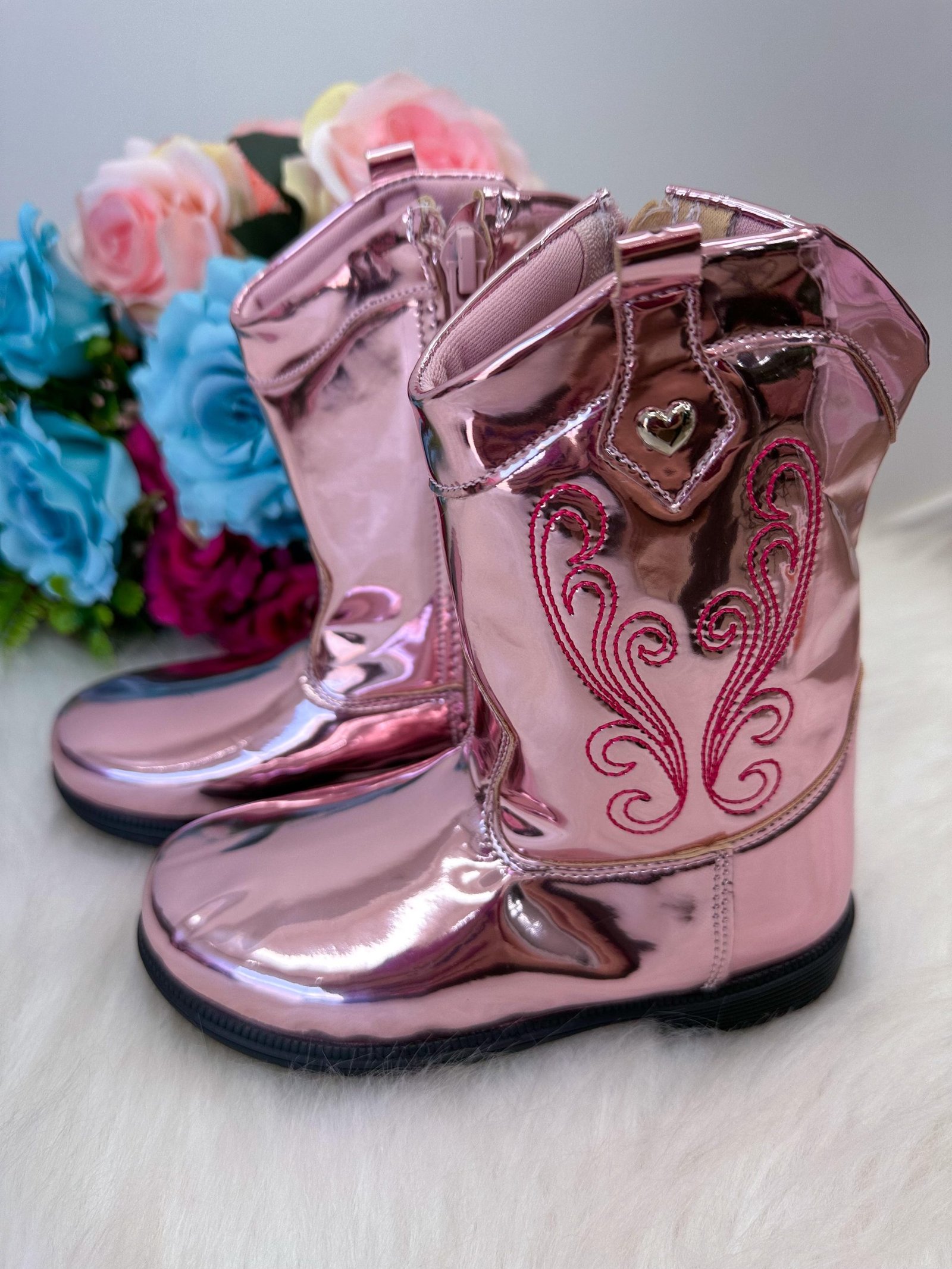 Bota – Coturno Doce Pe Boiadeira Texana Rosa Metalizad - Imagem 3