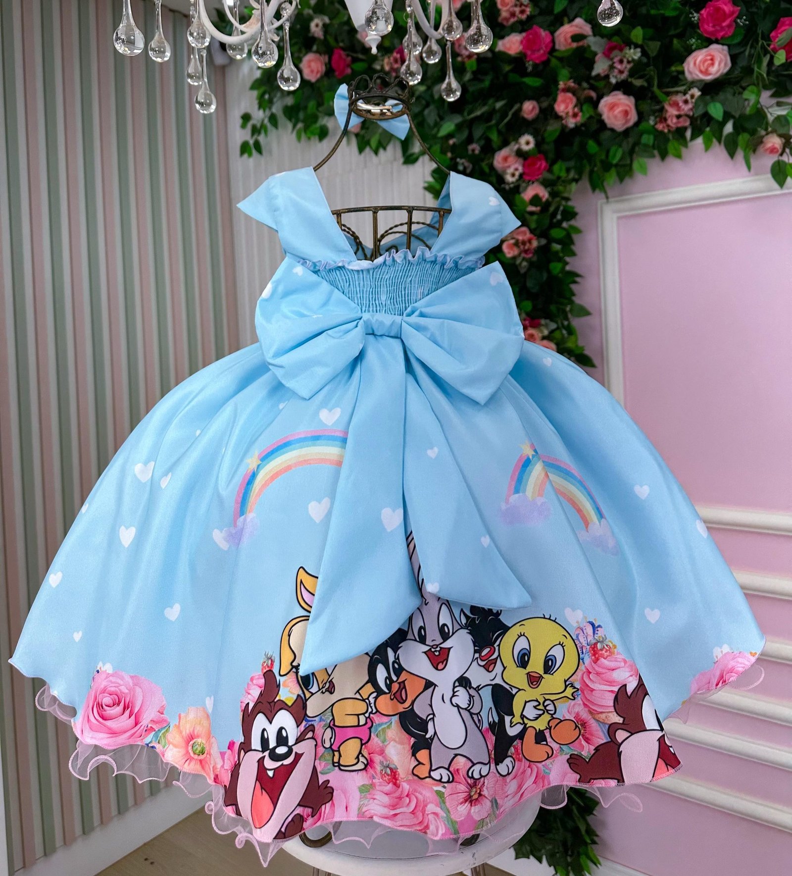 Vestido Ysa Kids Looney Tunes Baby Azul Bebe - Imagem 5