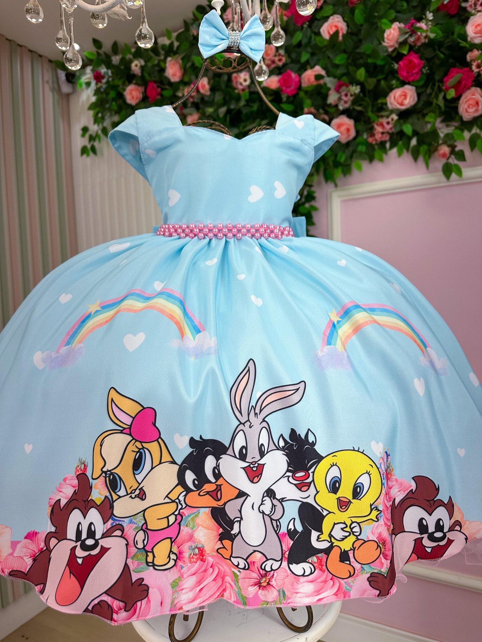 Vestido Ysa Kids Looney Tunes Baby Azul Bebe - Imagem 2