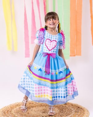 Vestido Marie Junino Luxo Quermesse do Amor Azul