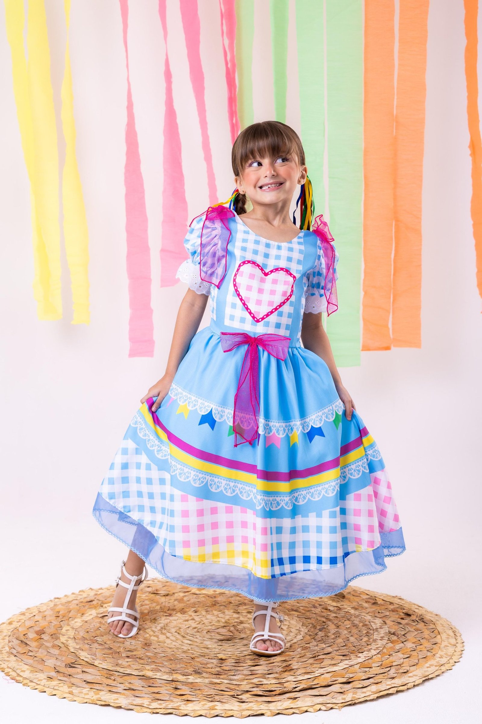 Vestido Marie Junino Luxo Quermesse do Amor Azul