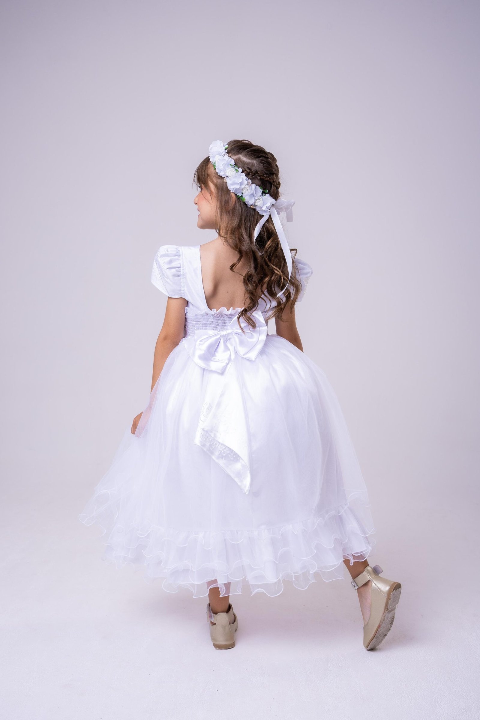 Vestido Enjoy Longo Branco Babadinho - Imagem 4