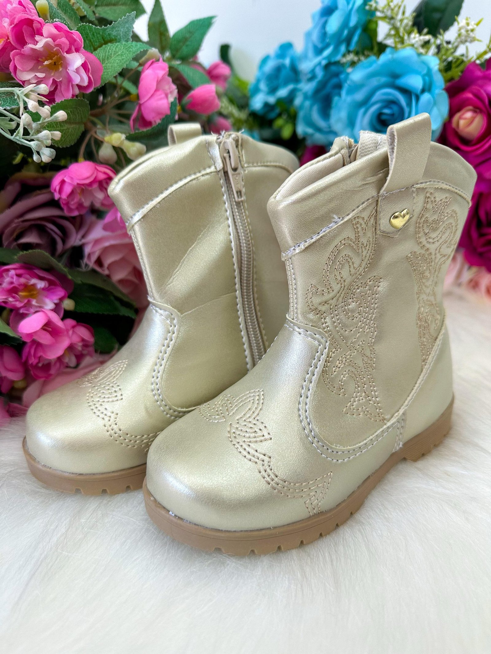 Bota/ Coturno Flor Di Mila Boiadeira Texana Liz Dourado - Imagem 3